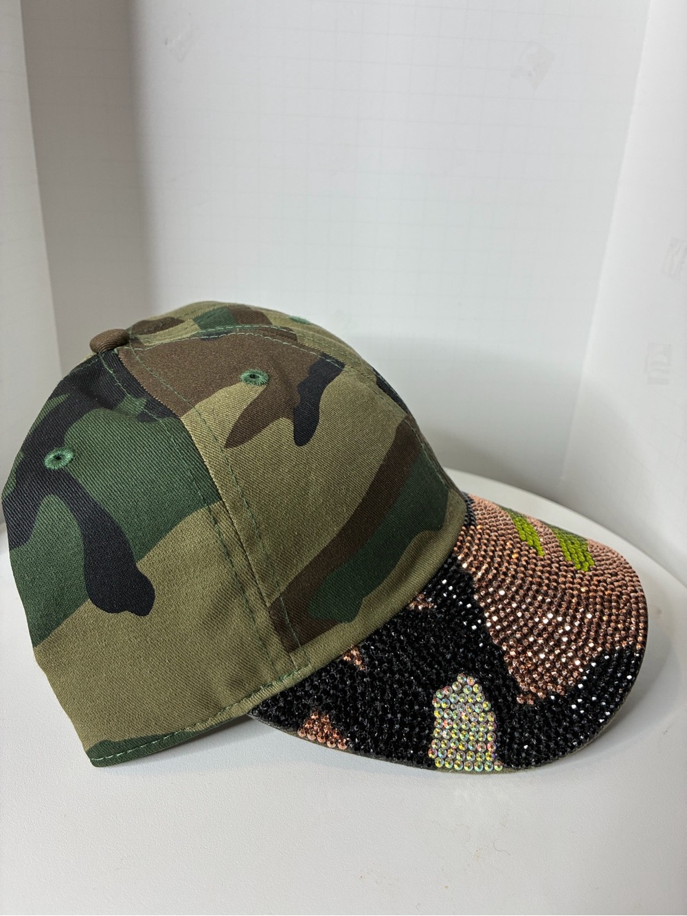 Custom Camo Rhinestone Cap - Brown & Green - Picture 3 of 4